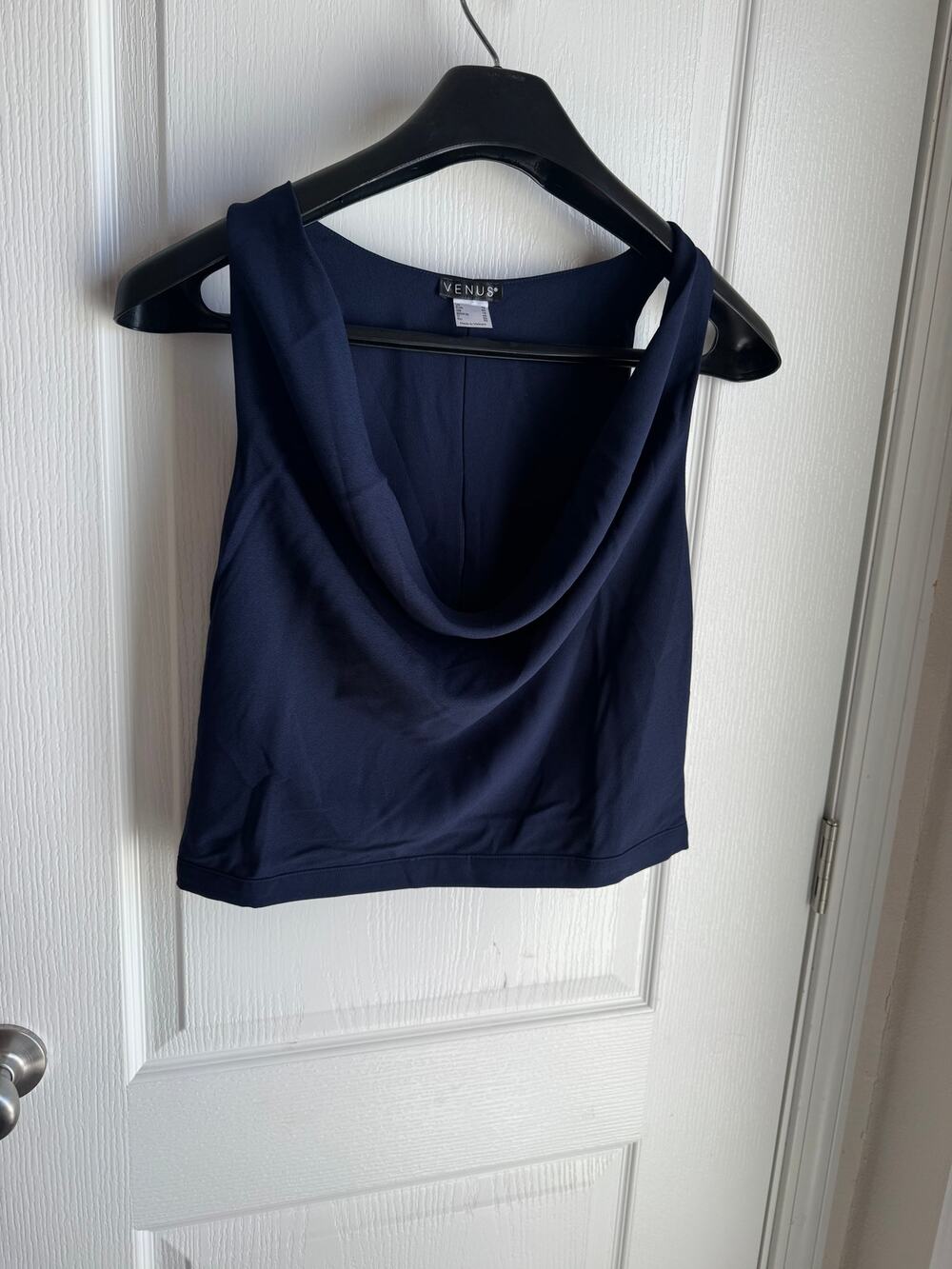 Tank Top SZ 12 M Navy Blue Sleeveless Cowl Neck Professional Business Venus NWT